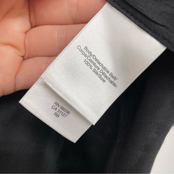 DKNY Black Silk Utility Button Down Shirt Womens 6 Casual Classic Dark Academia - Picture 6 of 8